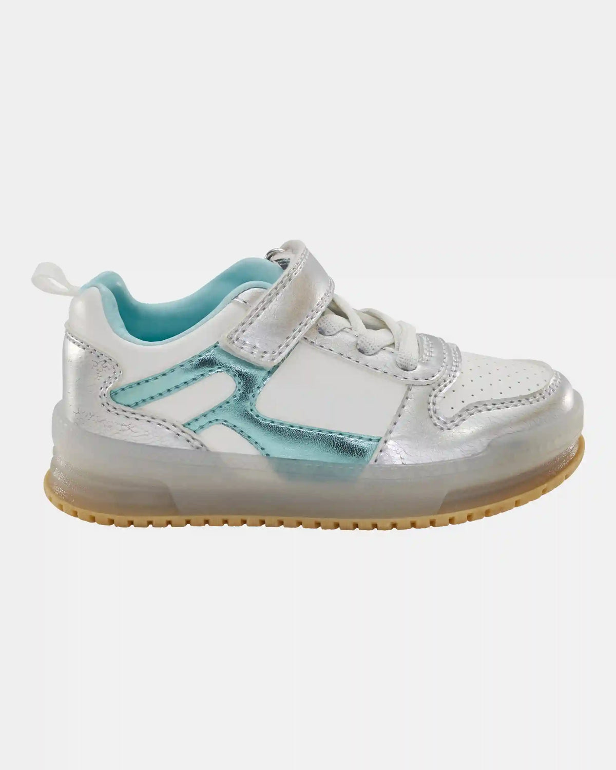 Toddler Light Up Metallic Sneakers - Silver/Aqua