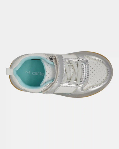 Toddler Light Up Metallic Sneakers - Silver/Aqua