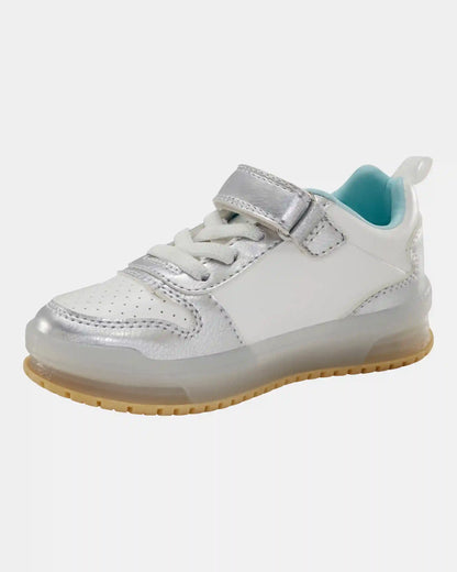Toddler Light Up Metallic Sneakers - Silver/Aqua