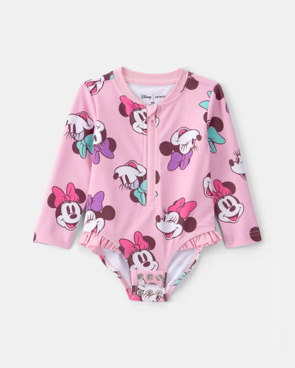 Baby Girl Disney© Minnie Mouse 1-Piece Swimsuit Rashguard - Pink