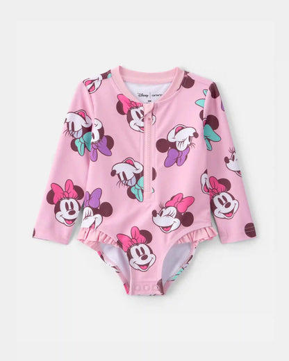 Baby Girl Disney© Minnie Mouse 1-Piece Swimsuit Rashguard - Pink