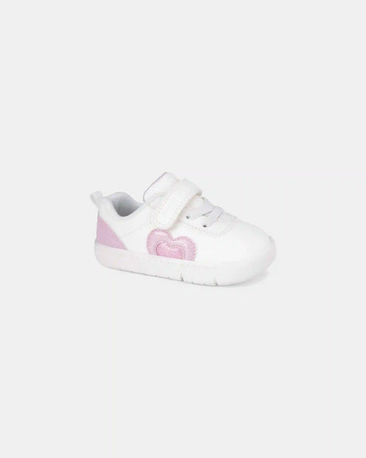 Baby Girl Every Step® First Walker Shimmer Heart Sneakers - White/Pink