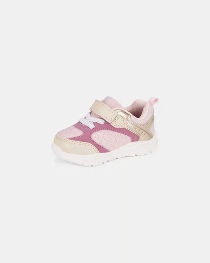 Baby Girl Every Step® First Walker Heart Color Block Sneakers - Pink/Gold