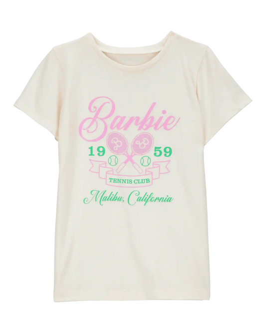 Girls Barbie™ 'Tennis Club' Short-Sleeve Graphic Tee - Ivory