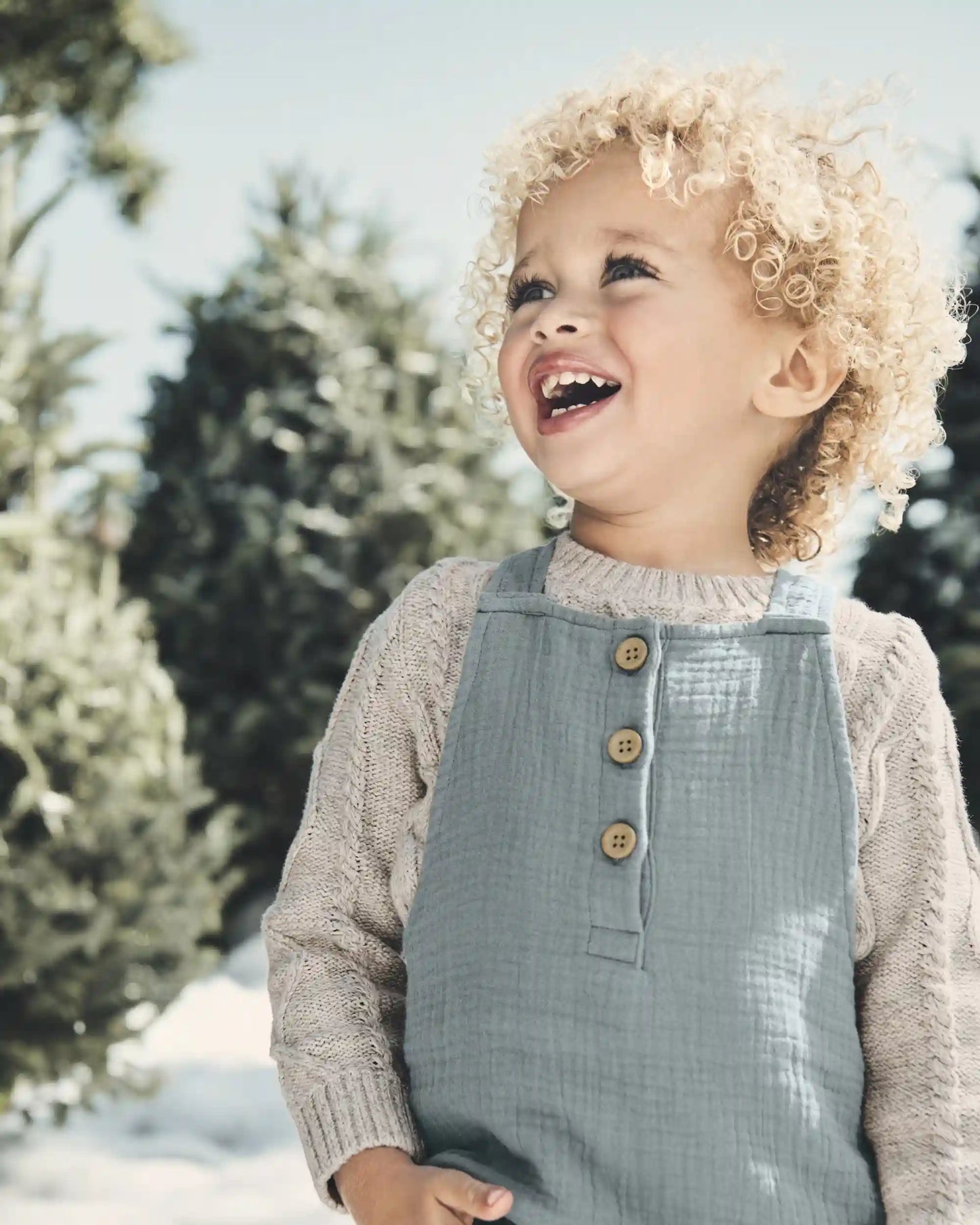 Toddler Organic Cotton Gauze Overalls - Blue