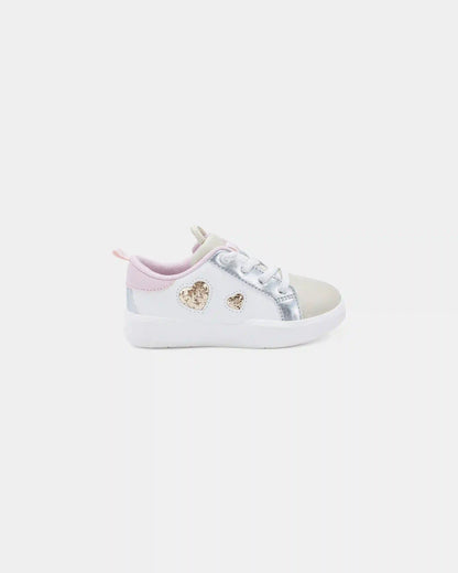 Toddler Girl Colorblock Metallic Heart Sneakers - White/Pink