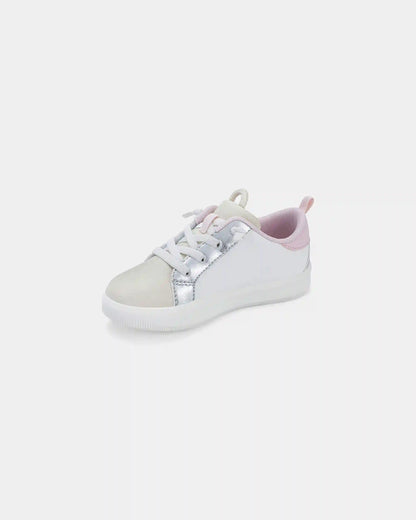 Toddler Girl Colorblock Metallic Heart Sneakers - White/Pink