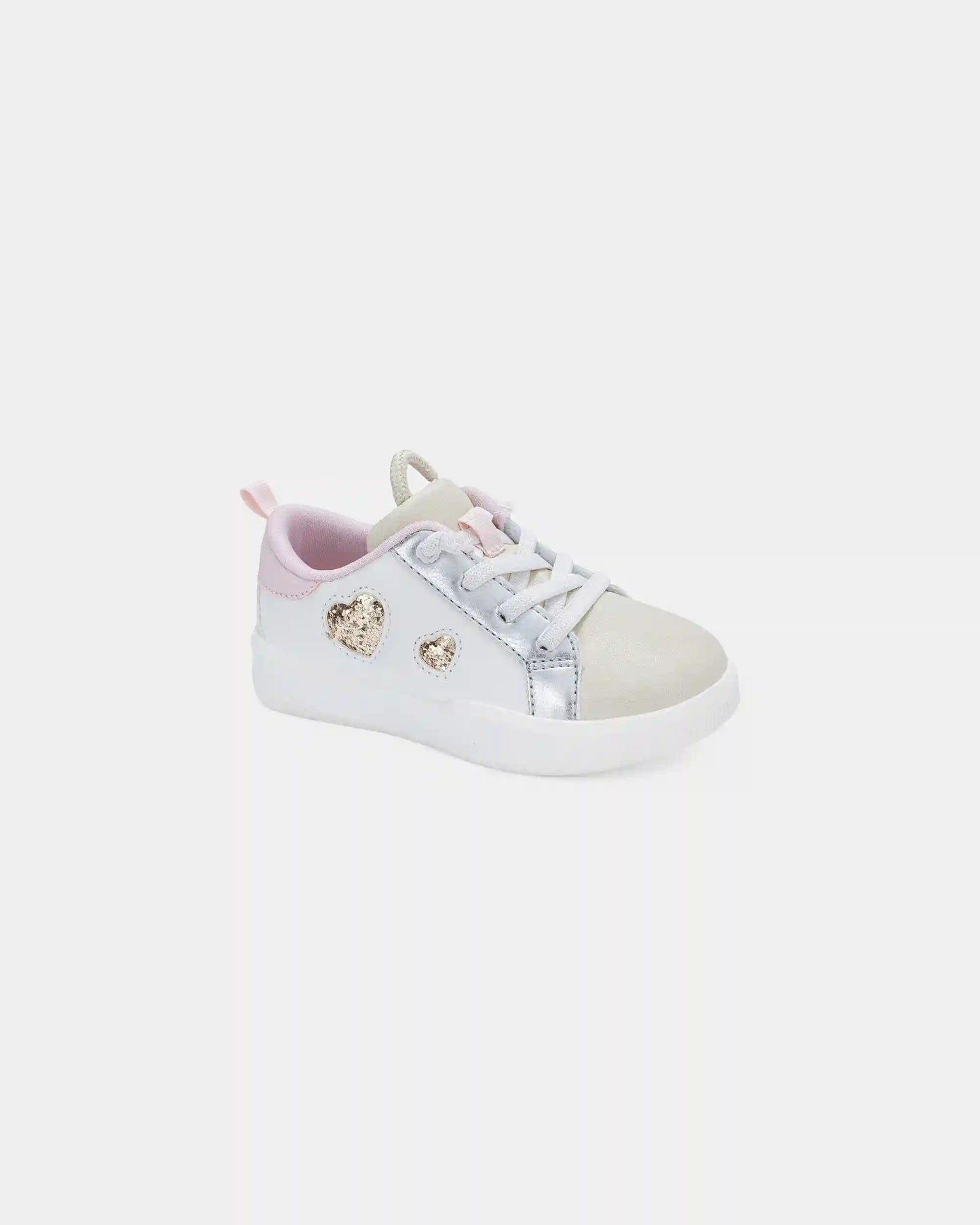 Toddler Girl Colorblock Metallic Heart Sneakers - White/Pink