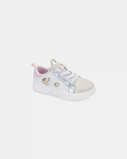 Toddler Girl Colorblock Metallic Heart Sneakers - White/Pink